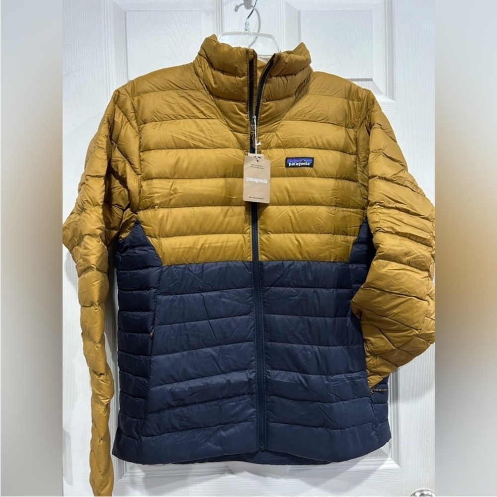 Patagonia Men's XXL Down Sweater Raptor Brown Blue Puffer Jacket NWT Puff